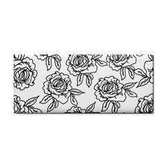 Line Art Black And White Rose Hand Towel by MintanArt
