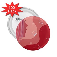 Online Woman Beauty Pink 2 25  Buttons (100 Pack)  by Mariart