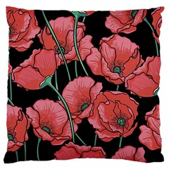 Red Flowers Large Flano Cushion Case (two Sides) by goljakoff