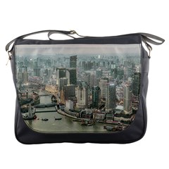 Lujiazui District Aerial View, Shanghai China Messenger Bag by dflcprintsclothing