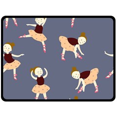 Cute  Pattern With  Dancing Ballerinas On The Blue Background Fleece Blanket (large)  by EvgeniiaBychkova