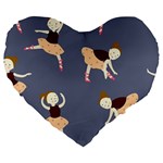 Cute  Pattern With  Dancing Ballerinas On The Blue Background Large 19  Premium Heart Shape Cushions Front