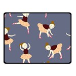 Cute  Pattern With  Dancing Ballerinas On The Blue Background Double Sided Fleece Blanket (Small)  45 x34  Blanket Back