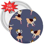 Cute  Pattern With  Dancing Ballerinas On The Blue Background 3  Buttons (100 pack)  Front