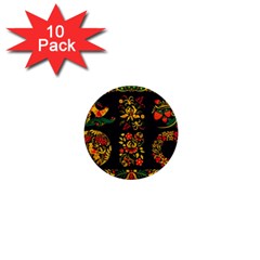 Russian Khokhloma 1  Mini Buttons (10 Pack)  by goljakoff
