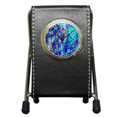 Title Wave, Blue, Crashing, Wave, Natuere, Abstact, File Img 20201219 024243 200 Pen Holder Desk Clock by ScottFreeArt