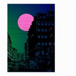 Vaporwave Old Moon Over NYC Small Garden Flag (Two Sides) Back