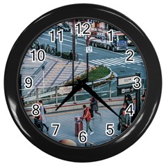 Crowded Urban Scene, Osaka Japan Wall Clock (black) by dflcprintsclothing