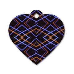 Intersecting Diamonds Motif Print Pattern Dog Tag Heart (two Sides) by dflcprintsclothing