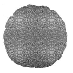 Modern Ornate Geometric Silver Pattern Large 18  Premium Flano Round Cushions by dflcprintsclothing