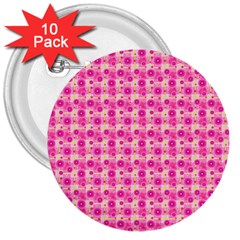 Heart Pink 3  Buttons (10 Pack)  by Dutashop
