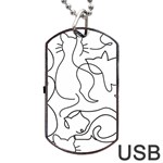 Cats line art  Dog Tag USB Flash (Two Sides) Back