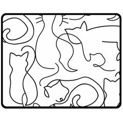 Cats Line Art  Double Sided Fleece Blanket (medium)  by Sobalvarro