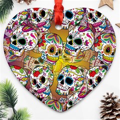 Sugar Skulls Ornament (heart) by ExtraAwesomeSauce