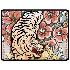 White Tiger Fleece Blanket (large)  by ExtraAwesomeSauce