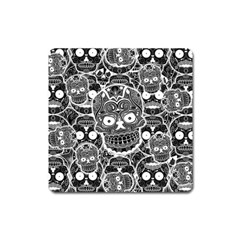Sugar Skulls Bw Square Magnet by ExtraAwesomeSauce