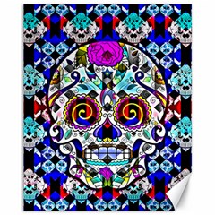 Sugar Skull Pattern 2 Canvas 11  X 14  by ExtraAwesomeSauce