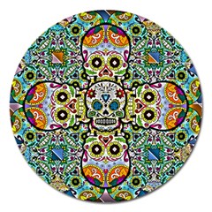 Sugar Skulls Pattern Magnet 5  (round) by ExtraAwesomeSauce
