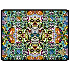 Sugar Skulls Pattern Double Sided Fleece Blanket (large)  by ExtraAwesomeSauce