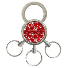 Red Ethnic Flowers 3-ring Key Chain by Eskimos