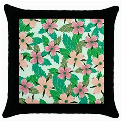 Floral Pattern Throw Pillow Case (black) by ExtraAwesomeSauce