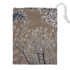 Linear Textured Botanical Motif Design Drawstring Pouch (4xl) by dflcprintsclothing