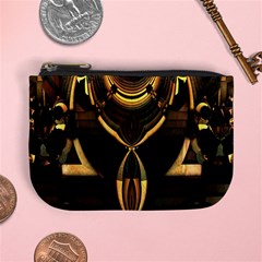 Black And Gold Abstract Line Art Pattern Mini Coin Purse by CrypticFragmentsDesign
