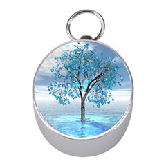 Crystal Blue Tree Mini Silver Compasses by icarusismartdesigns