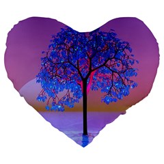 Tree Sunset Large 19  Premium Flano Heart Shape Cushions by icarusismartdesigns
