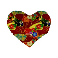 Floral Abstract Standard 16  Premium Flano Heart Shape Cushions by icarusismartdesigns