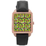 Smiley Background Smiley Grunge Rose Gold Leather Watch  Front