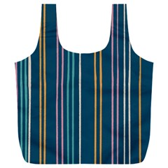 Multicolored Stripes On Blue Full Print Recycle Bag (xxl) by SychEva