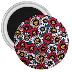 Daisy Colorfull Seamless Pattern 3  Magnets by Kizuneko