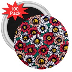Daisy Colorfull Seamless Pattern 3  Magnets (100 Pack) by Kizuneko