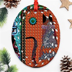 Cats Oval Filigree Ornament (two Sides) by LW41021