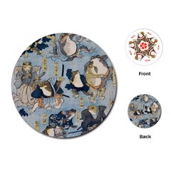 Famous Heroes Of The Kabuki Stage Played By Frogs  Playing Cards Single Design (round) by Sobalvarro