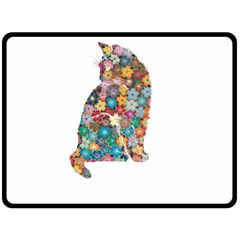 Flower Cat Fleece Blanket (large)  by LW323