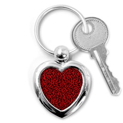 Red And Black Leopard Spots, Animal Fur Key Chain (heart) by Casemiro