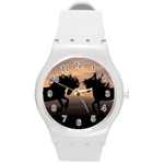 Evening Horses Round Plastic Sport Watch (M) Front