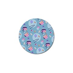 Japanese Ramen Sushi Noodles Rice Bowl Food Pattern 2 Golf Ball Marker by DinzDas