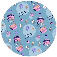 Japanese Ramen Sushi Noodles Rice Bowl Food Pattern 2 Wooden Puzzle Round by DinzDas
