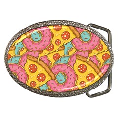 Fast Food Pizza And Donut Pattern Belt Buckles by DinzDas