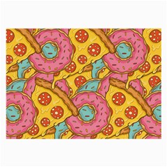 Fast Food Pizza And Donut Pattern Large Glasses Cloth by DinzDas