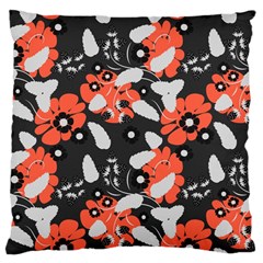 Folk Flowers Art Pattern Floral   Large Flano Cushion Case (two Sides) by Eskimos
