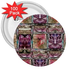 Collage Repeats 3  Buttons (100 Pack)  by kaleidomarblingart