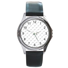 Stylized Bird Cartoon Drawing Pattern Round Metal Watch by dflcprintsclothing