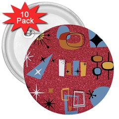 50s 3  Buttons (10 Pack)  by NerdySparkleGoth