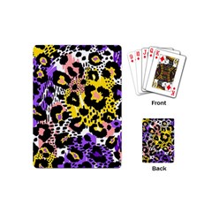 Black Leopard Print With Yellow, Gold, Purple And Pink Playing Cards Single Design (mini) by AnkouArts
