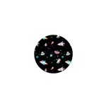 Funny Astronauts, Rockets And Rainbow Space 1  Mini Buttons Front