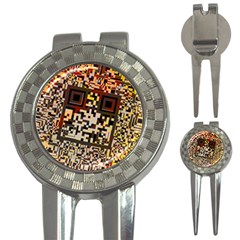 Root Humanity Bar And Qr Code Flash Orange And Purple 3-in-1 Golf Divots by WetdryvacsLair